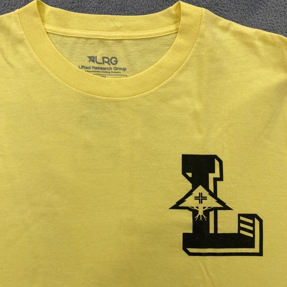 LRG T-Shirt Mens 4XL Yellow Graphic Logo 47 Back Print Short Sleeve Cotton
